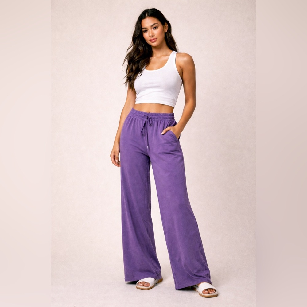 Juicy‎ Couture Purple Modal Wide Leg Lounge Pants Size Large Soft Comfy